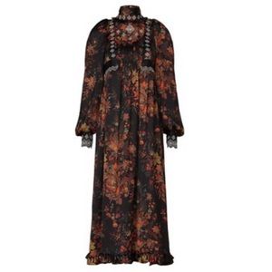 Paco rabanne black floral robe dress 6 EUC